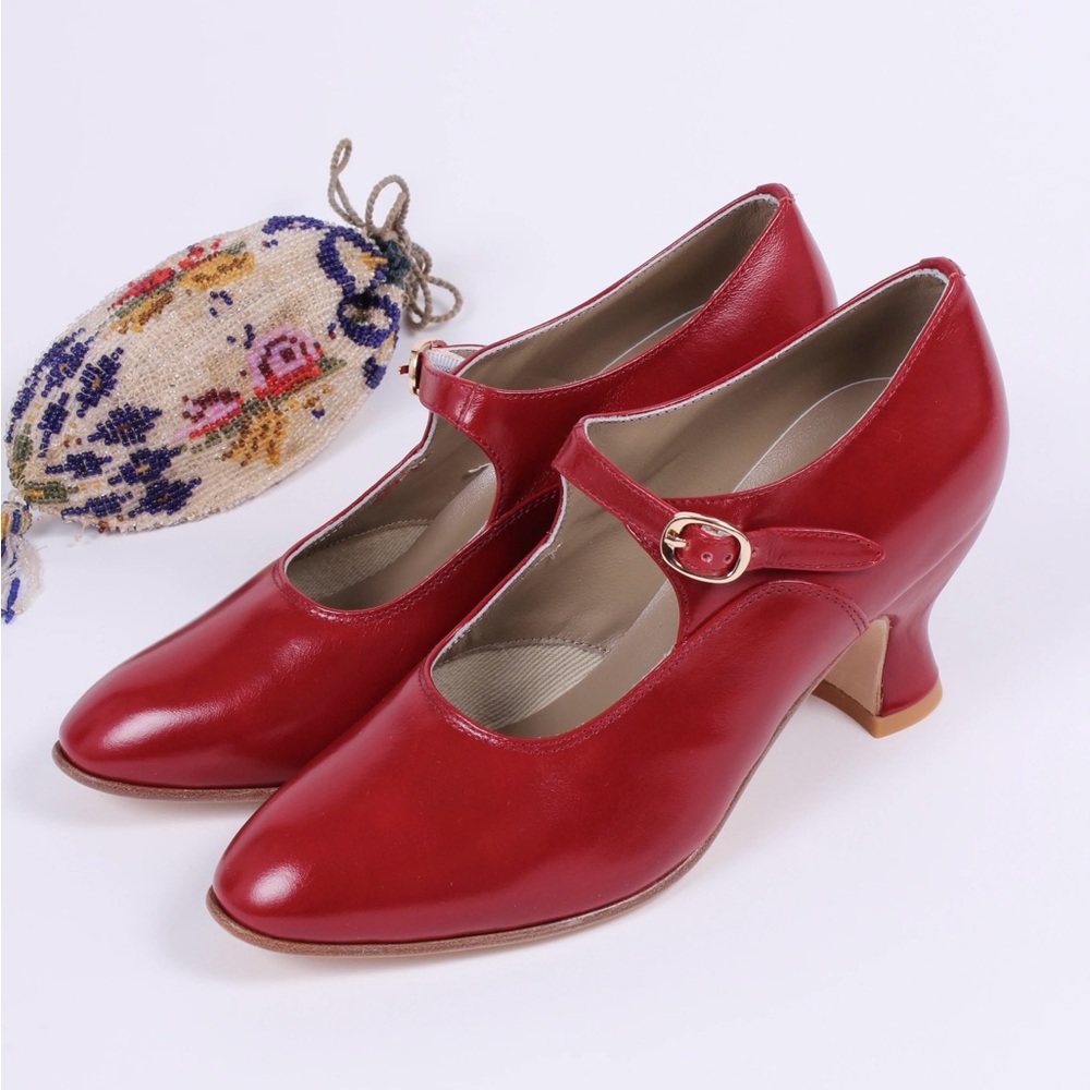 Memery Heels - 1920'S INSPIRED MARY JANE PUMPS - RED - YVONNE 41W